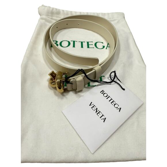 Bottega Veneta Knot Leather Belt "String" Color Off White Gold - Picture 2 of 6